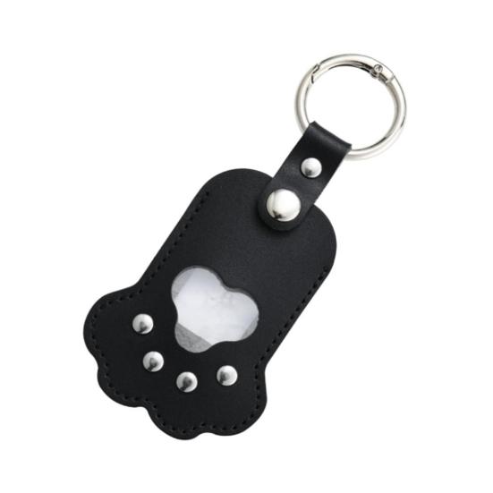 Pet Memorial Keychain Pendant with Hair Engraving Feature Dog Cat Claw Design Faux Leather Pet Hair Memorial Keychain