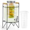5 Litre Glass Water Dispenser with Tap, Infuser & Stand - Air Tight Lid Detox Water Jar - Mason Jar - Counter Tabletop Juice