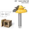 45 Degree Lock Miter Router Bit 8Inch Shank Woodworking Tenon Milling Cutter Tool Drilling Milling for Wood Carbide Alloy