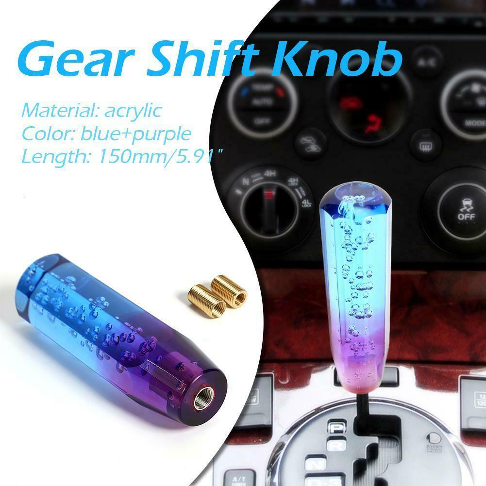 Universal Two Color Crystal Bubble Shift Knob Manual Gear Stick Lever Head with 8mm 10mm Threaded Fittings(Blue Purple )