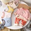 Winter Long Sleeve Children's Warm Fleece Lined Suit Cartoon Home Wear