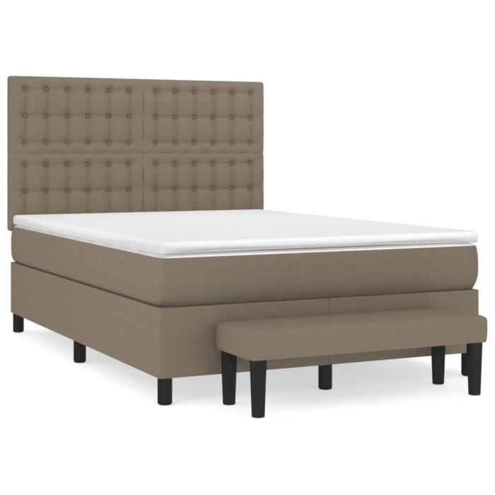 3136913 vidaXL Divan Bed with Mattress Taupe 140x190 Cm Fabric