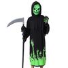 Halloween Grim Reaper Costume for Kids Glow-in-the-Dark Cosplay Outfit with Scythe for Halloween Parties Dress-Up