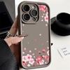 Soft TPU Silicone Phone Case For iPhone 15 16 14 Pro Max 11 12 13 Pro 16E XR 15 Plus Pink Peach Blossom Pattern Shockproof Cover