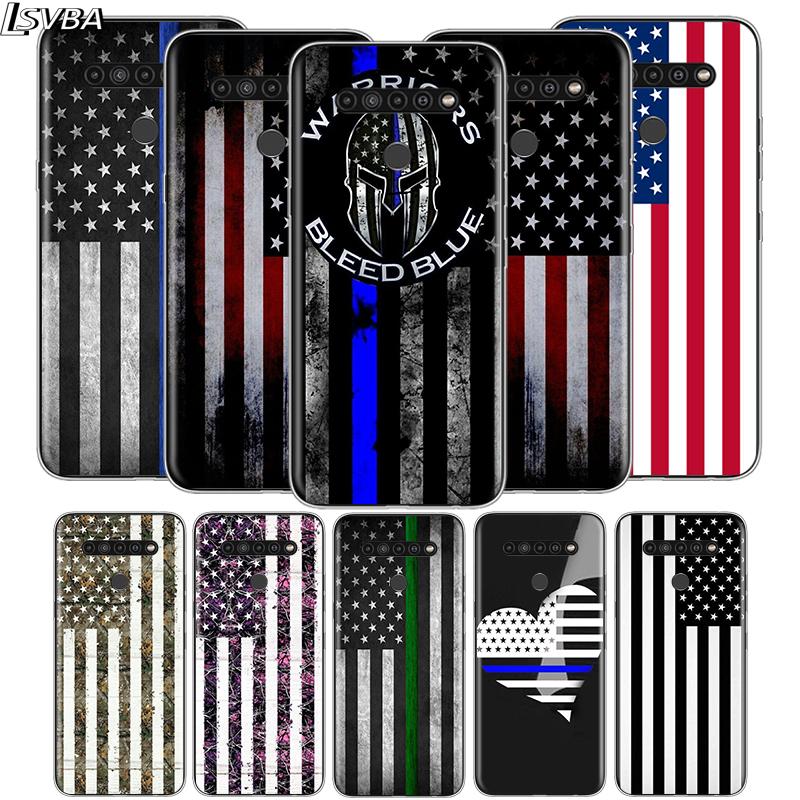 Thin Blue Line American Flag For LG V60 V50S V50 G8X G8S G8 G7 ThinQ 5G K61 K51S K41S K30 K20 Q60 Q9 Soft Phone Case