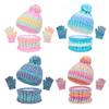 3Pcs/Set Kids Hat Scarf Gloves Set Rainbow Color Twist Texture Hat Thickened Plush Lining Neck Gaiter Knitted Gloves Set