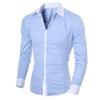 Patchwork Turn-down Collar Men Shirt Top Long Sleeve Buttons Closure Business Shirt Male Clothing