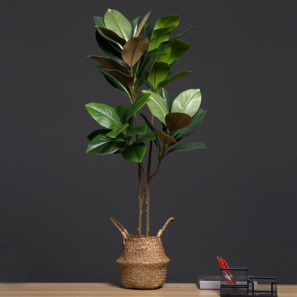 Rubber Leaves Simulated Magnolia Tree Branch Handmade Artificial Plants Living Room