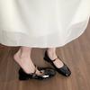 Weiwei Girl 6827-1 Retro Hepburn Style Single Shoes Women's Summer Thick Heel with Shallow Mouth French Mary Jane Shoes