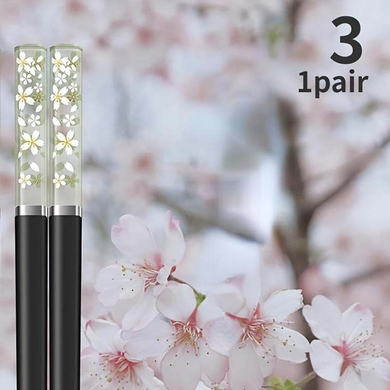 Amber Sakura Chopsticks Antibacterial Anti-slip High Temperature Resistant Reusable for Sushi Food ChopsticksTableware