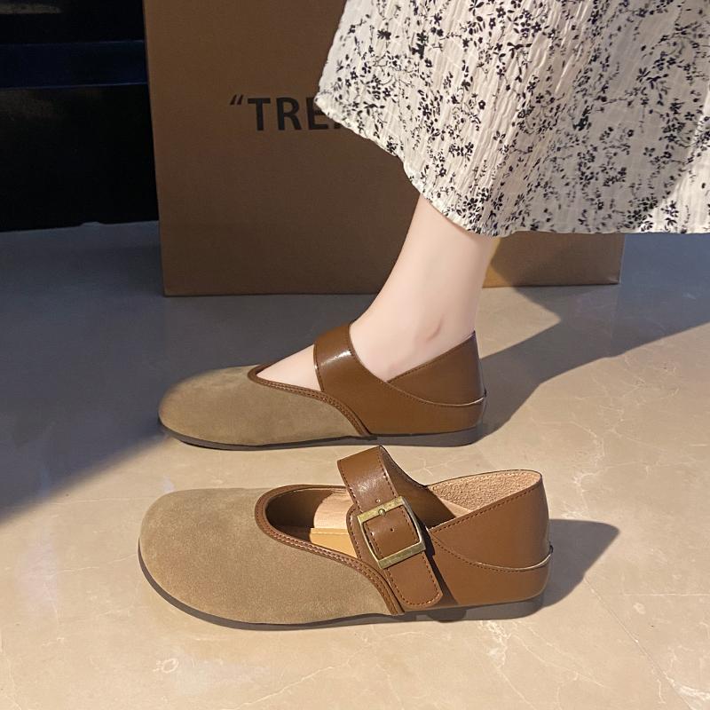 Women's Multi-color Mary Jane Shoes with Non Slip Soft Soles Woman Spring and Autumn Outdoor Frosted Leather Flats