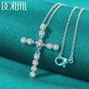 925 Sterling Silver Multi Zircon Cross Pendant Necklace Wedding Fashion Jewelry