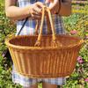 Outdoor Light Weight Imitation Rattan Storage Basket Garden Picking Gift Basket Picnic Storage Container With Foldable Handle