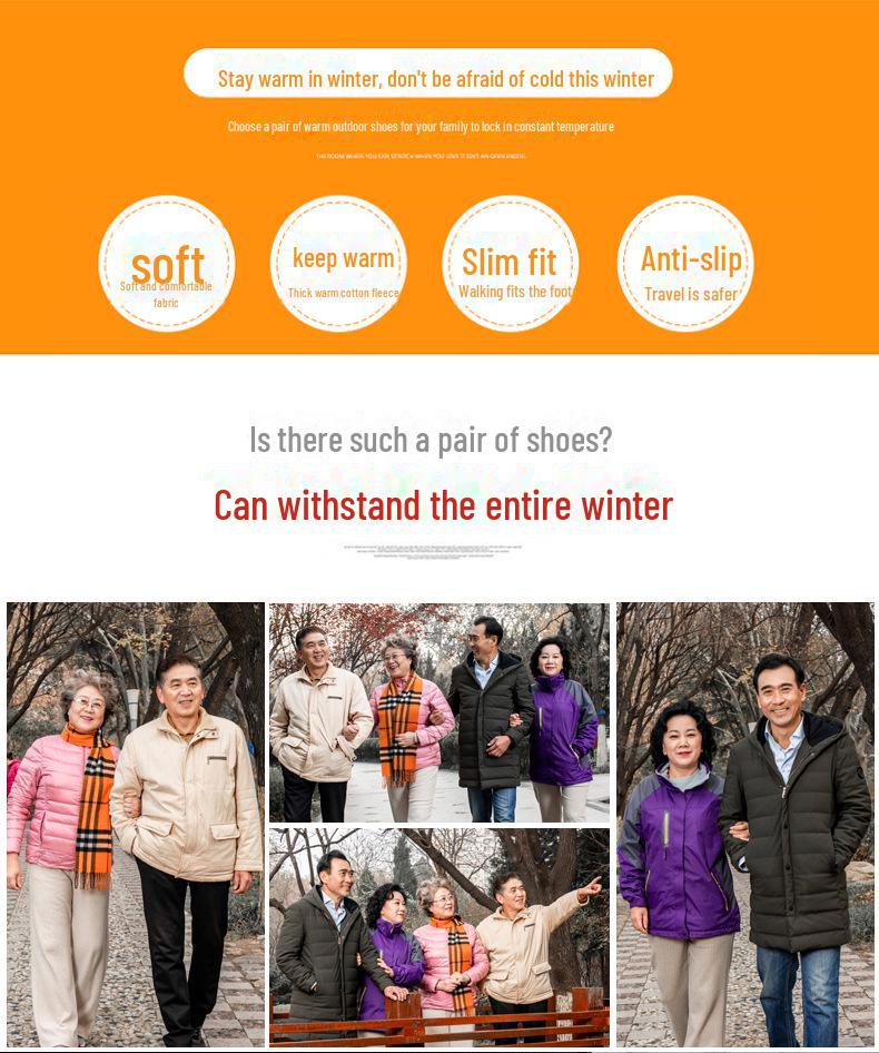 Cotton Shoes for Women: Winter Walking Shoes for Seniors and Middle-Aged, High-Top Leather Snow Boots To Prevent Rain and Snow