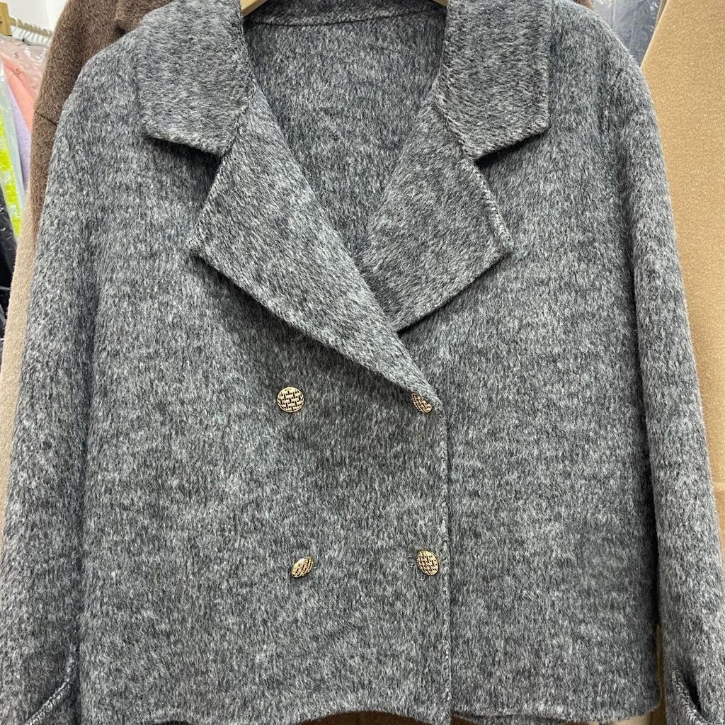 2024 Korean Style Double-Faced Cashmere Short Coat for Women