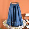 Half Skirt Women Cotton Summer Casual Versatile Elastic Women's Skirt Loose Comfortable Large Size Pleated Skirt