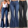 New Women High Waist Flare Jeans Bell Bottom Jeans Wide Leg Pants Denim Skinny Jeans Plus Size