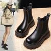 Thick-soled Leather Martin Boots Women's Autumn and Winter New Small Height-increasing Short Boots Velvet Cigarette Boots Fashion Single Boots