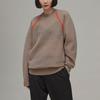Y-3 Fall Winter 22 Drop Shoulder Large Logo Knit Crewneck Sweater Women Sweater Brown HS9818
