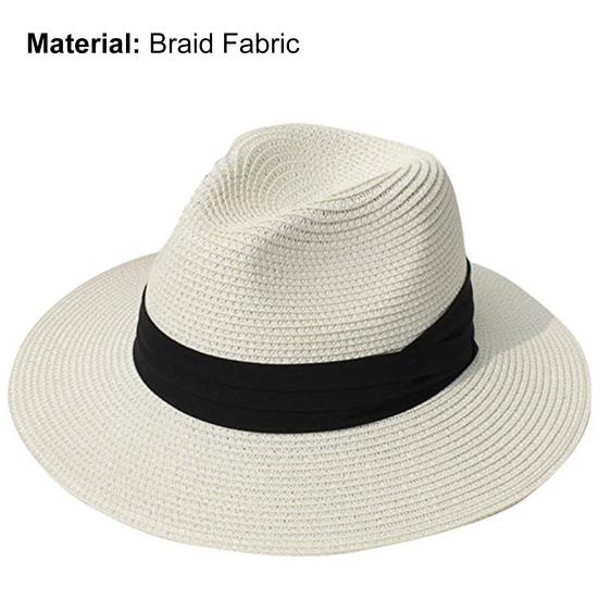 Ladies Hat Wide Brim Sun Protection Wide Applications Simple Pure Color Straw Hat for Beach
