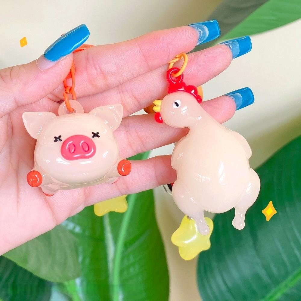 Cartoon Roast Suckling Pig Keyring Funny Toast Pretzel Keychain Bag Hanging