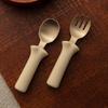All Children's Organic Spoon and Fork Set for Infants, Butter, Spoon + Fork + Case, 1 Piece, Korean Popular Tableware