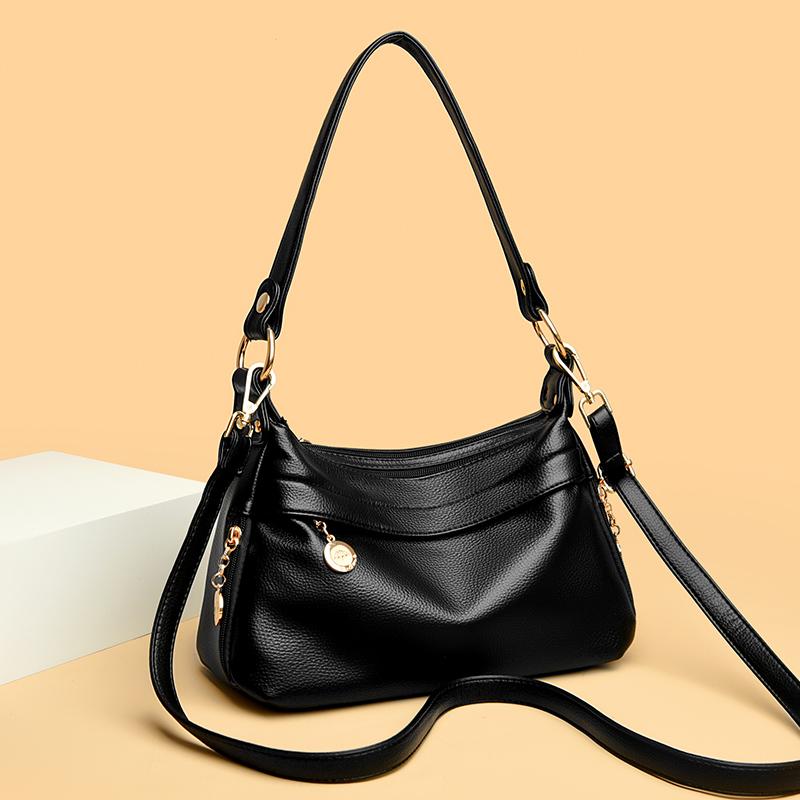 Women's Large-capacity Leather Bag  Messenger Bags  Monochromatic  Luxury  Female  Shoulder  Crossbody  Tote  High Quality