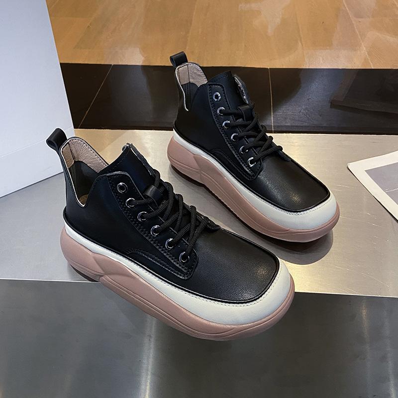 High-top Small White Shoes Women's 2024 Autumn New Big Toe Shoes Comfortable Breathable Thick-soled Casual Sneakers