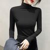 Women's Half - High Neck Base Layer Top for Spring and Autumn Long - Sleeved T - Shirt Inner Wear Versatile Slim Fit Black Outer - Wear Top