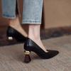 Fashion Women's Shoes Sexy Black Ladies Pumps Pointed Toe High Heels Slip On Korean Style 2025 Trend Lastest Genuine Mark Spring Summer