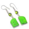 Green Turquoise,Peridot 925 Sterling Silver Jewelry Earring 1.93" J3P77