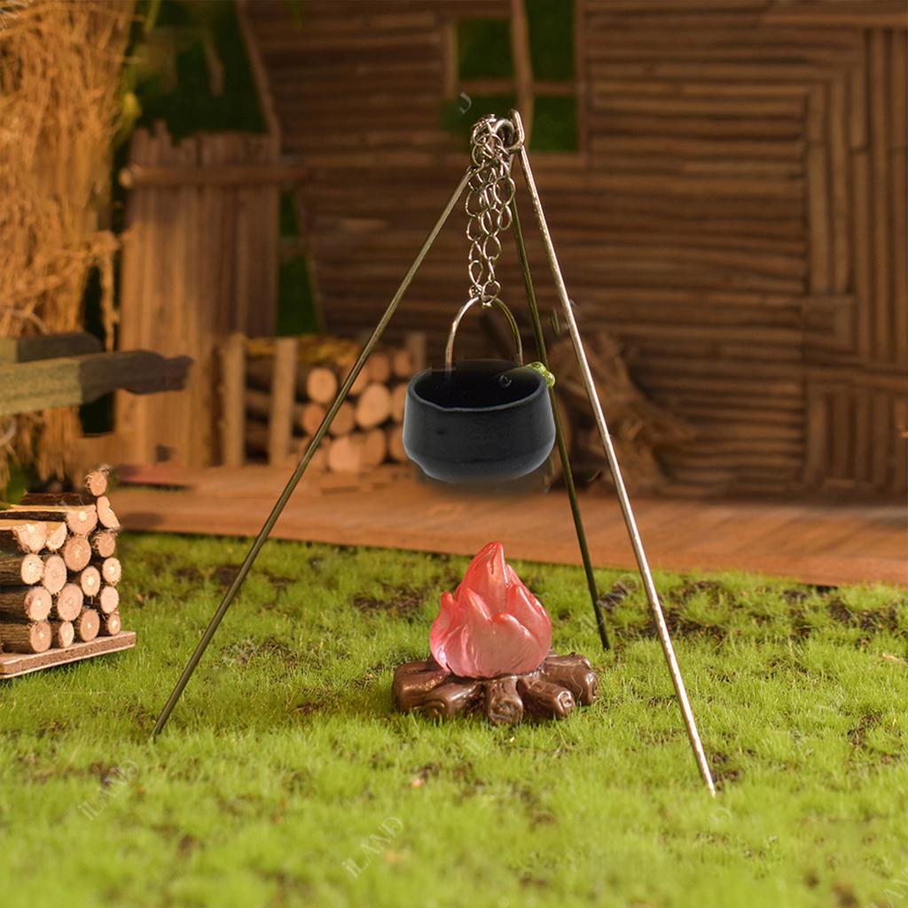 1:12 Scale Kitchenware Hanging Cauldron Pretend Play Kid Cookware Cauldron Realistic Dollhouses Cooking Cookware