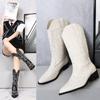 Embroidered Western Cowboy Boots Autumn and Winter European and American Pointed Coarse Heel Tall Long Boots Sleeve Knight Boots