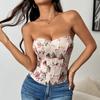 Women's Sexy Hottie Low Cut Backless Floral Wrap Diamond Fishbone Waist Tie Small Tank Top