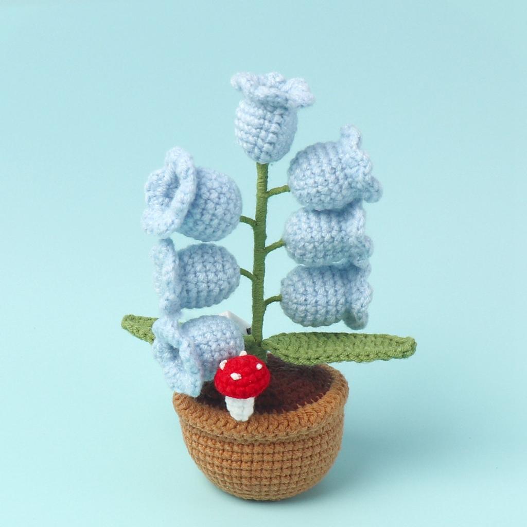 Lily Of The Valley Night Light Woven Ornaments Table Lamp Handknitted Wool LED Desktop Small Potted Decoration Creative Gift