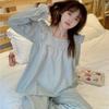 Pajamas Female Set Korean Pajamas Homewear Sweet Ins Wind Princess Style Ruffled Long-Sleeved Casual Homewear Set