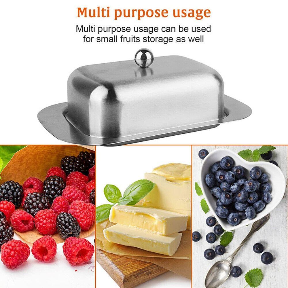 Stainless Steel Butter Tray Sealing Cheese Storage Keeper Butter Dish With Lid Kitchen Dinnerware