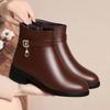 Warm Cotton Shoes Women Winter Fleece Side Zip Thick Bottom Short Boots Leisure Round Head Flats Boots