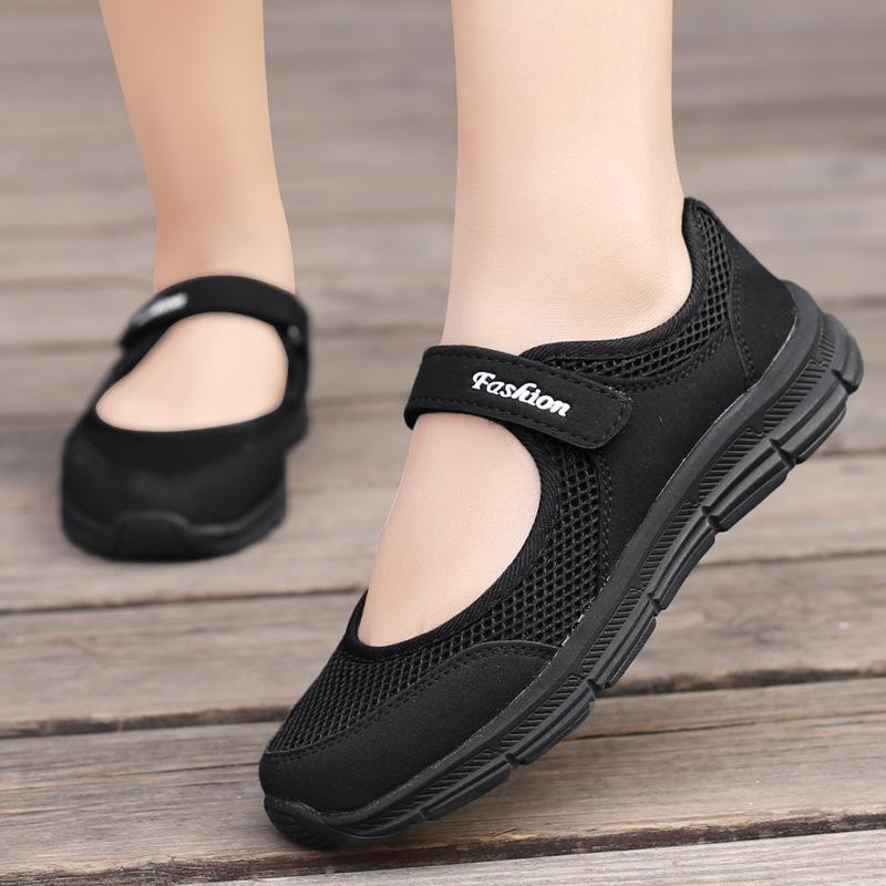 Autumn New Trendy and Fashionable Mother Casual Shoes Large Size Breathable Lightweight Solid Color Mesh Shoes for Women