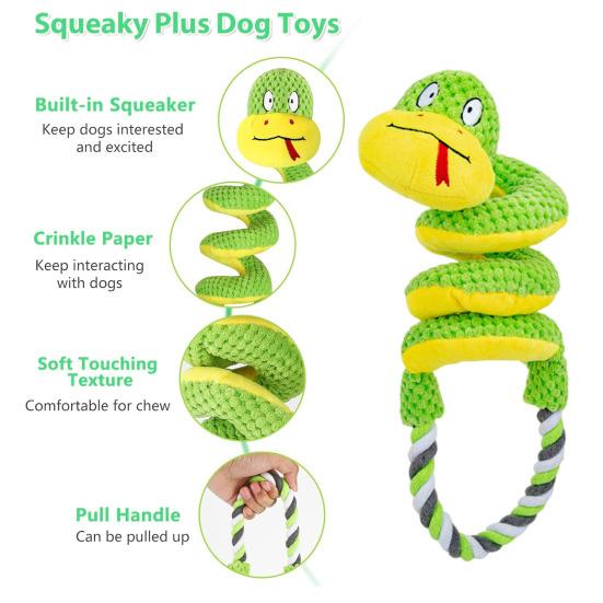 Interactive Squeaky Rope Dog Toy Plush Chew Toy with Sound Dental