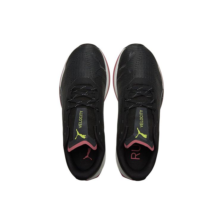 Puma Velocity Nitro WTR Black White Pink Women Sneakers Silver Yellow-Glow 195296-01