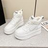 Women's High-top White Shoes New Velvet Leather Casual Shoes Thick-soled Heightened Sports Platform Shoes