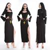 Halloween Sexy Nun Women Adult Long Sleeves High Split Party Cosplay Fancy Dress