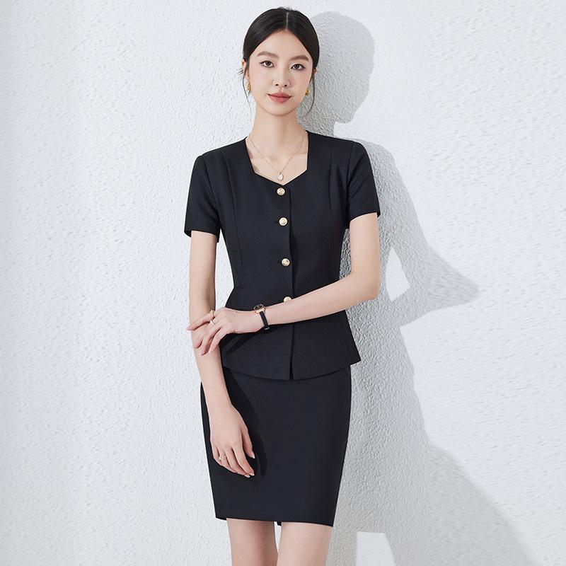 Professional Women's Short Sleeve Suit for Reception & Salon Staff