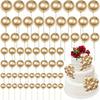 120pcs Ball Cake Toppers, Golden & Black Mini Balloon Cake Topper, DIY Cake Insert Toppers, Cake Decoration For Birthday, Party, Wedding, Anniversary