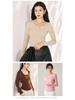 Women's Tencel Bamboo Fiber Long Sleeve Base Shirt with Chest Pad - Autumn/Winter Slimming Top