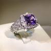 Color Stone Ring Female Luxury Luxury Luxury Super Flash Luxury Enchased Purple Princess Stone Brilliancy Diamond