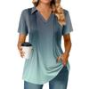 Womens Short Sleeve T Shirts Pleated V Neck Printing Tee Collared Summer Tops Fashion Business Casual Work