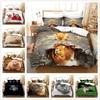 3D Pet Cat Bedding Set Quilt Cover Pillowcase Double Bed Full Size Bedspread Set Washable Comfortable Home Decoration