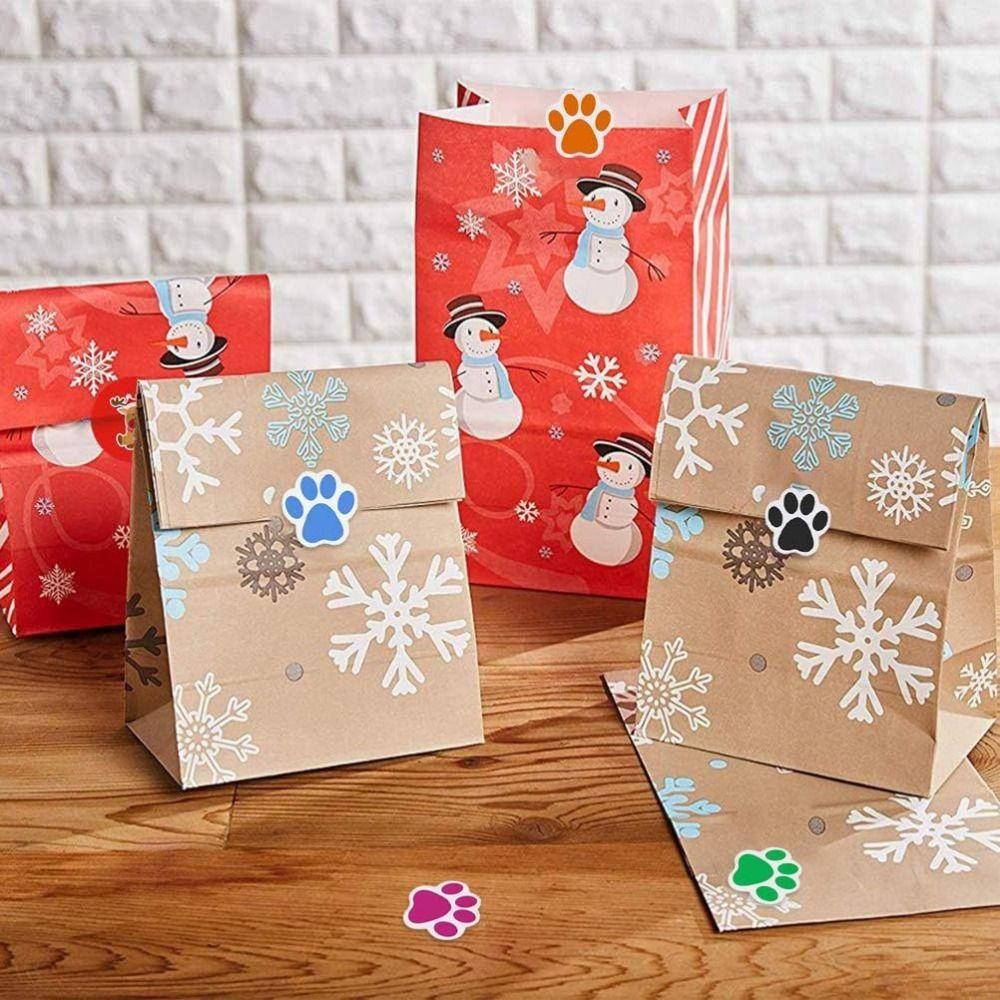 500 Pcs Dog Paw Dog Paw Sticker Colorful/Black Pet Dog Paw Sticker Hand Account Stickers  Children